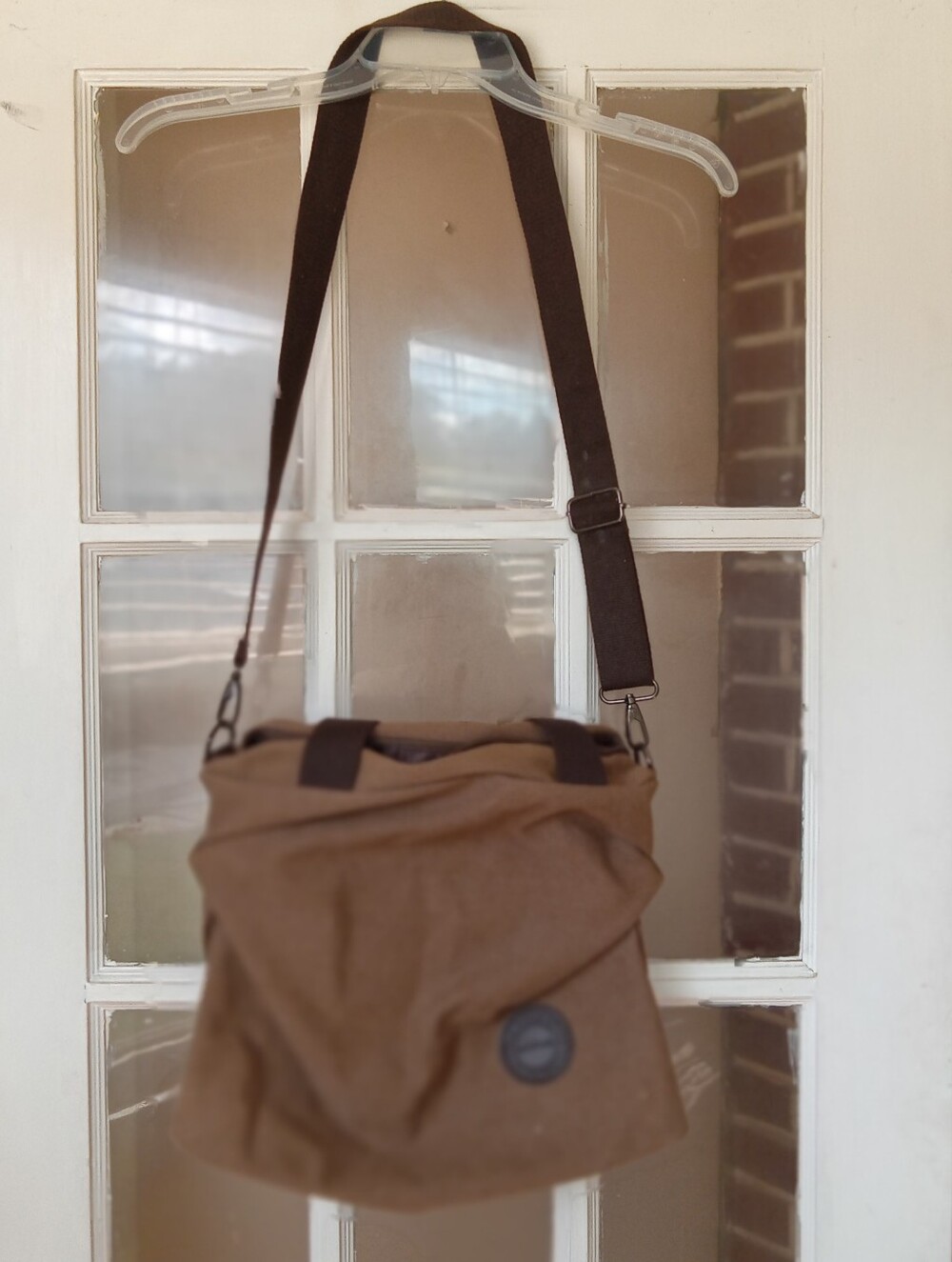 Brown Canvas Slouchy Hobo Crossbody Bag Messenger Tote Adjustable Strap